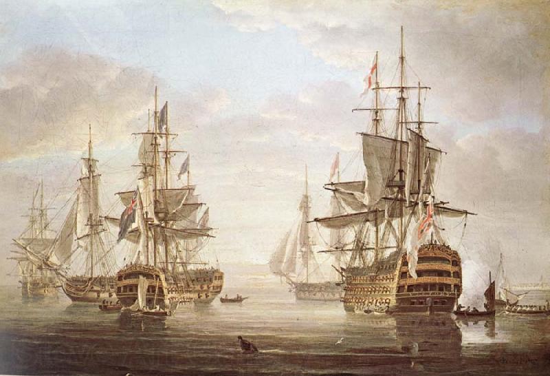 Nicholas Pocock This work of am exposing they five vessel as elbow bare that gora with Horatio Nelson and banskarriar Spain oil painting art